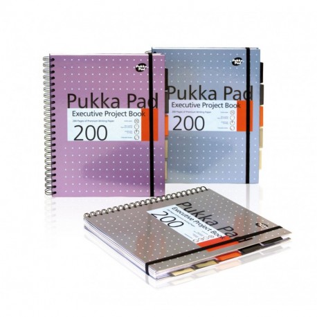 Pukka Pad Metallic - Cuaderno ejecutivo de espiral doble 3 unidades, A4, 200 hojas microperforadas, 80 g/m², con margen, 5 s