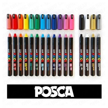 POSCA MARKER PEN PC-1MR "FULL RANGE 16 Pen Set - All Colours"