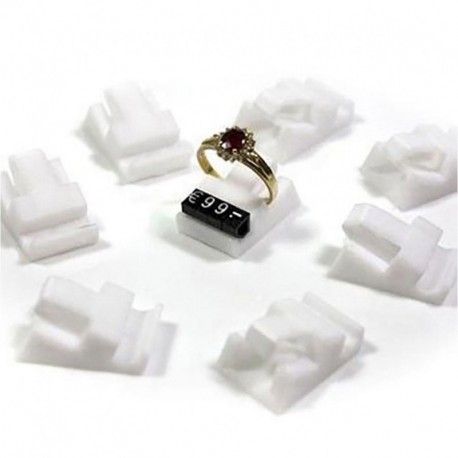 Lote de 10 soportes con anillos con un espacio de enganche de etiqueta para el precio, color blanco