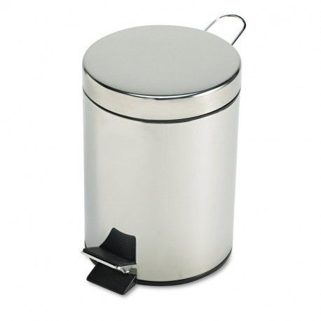 Rubbermaid FGMST15SSPl - Papelera con pedal pequeña, con forro de plástico, acero inoxidable, capacidad de 5.6 l, gris