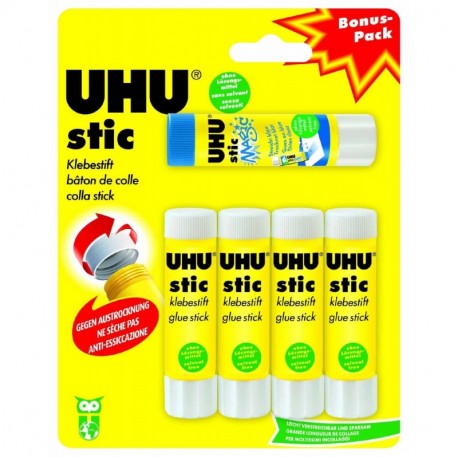 UHU 45275 - Barra de pegamento - Pack de 4 unidades, amarillo