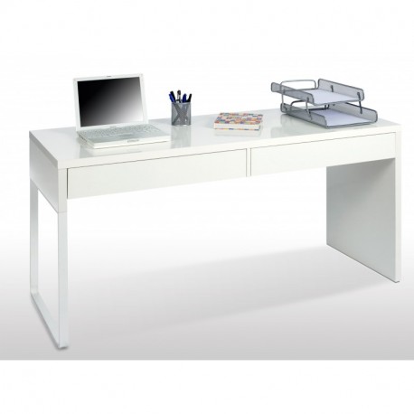 Habitdesign 002315BO - Mesa Escritorio, Color Blanco Brillo, Modelo Touch, Dimensiones 138x75x50 cm de Fondo