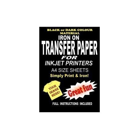 Inyección De Tinta Para Imprimir Hierro En Camiseta Y Tela Papel Transferencia Para Telas Oscuras 10 A4 Láminas