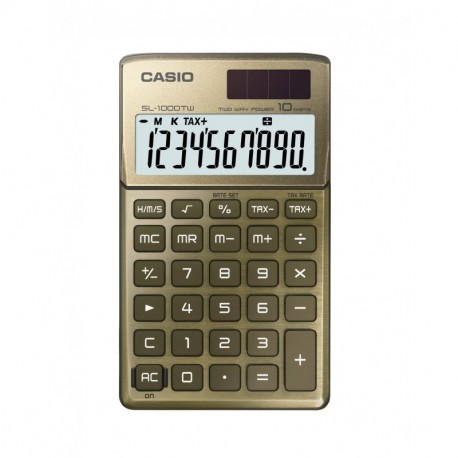 CASIO SL-1000TW-GD-S-EH - Calculadora básica, 8 x 70 x 118.5 mm, oro