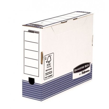 Fellowes Bankers Box - Caja de archivo definitivo automático, A4, 80 mm, 10 unidades, color blanco y azul