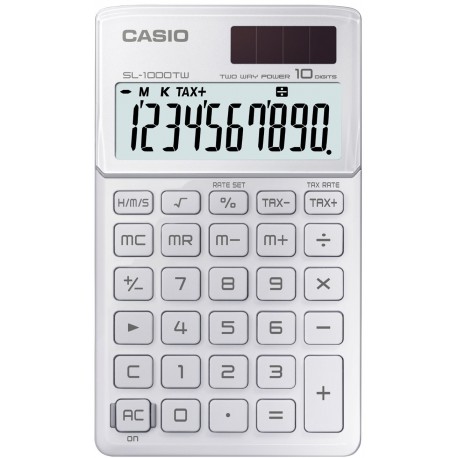 CASIO SL-1000TW-WE-S-EH - Calculadora básica, 8 x 70 x 118.5 mm, blanco
