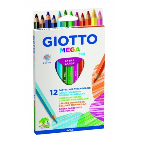 Giotto 220600 Mega Tri - Lápices hexagonales de mina gigante y súper resistente de 5,5 mm
