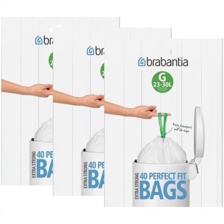 Brabantia - Lote de bolsas de basura 3 cajas de 40 unidades, tipo G, 30 L 