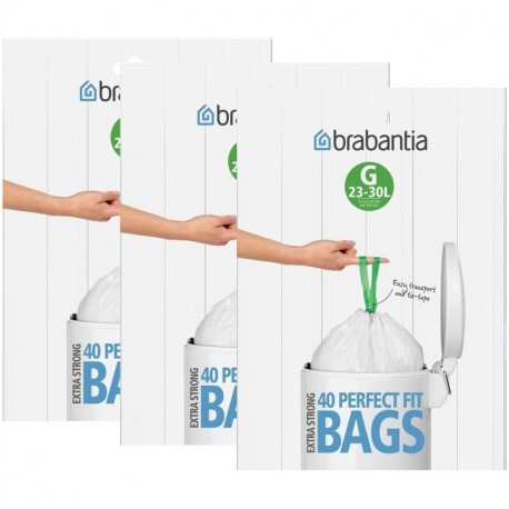 Brabantia - Lote de bolsas de basura 3 cajas de 40 unidades, tipo G, 30 L 