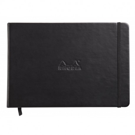 Rhodia - Cuaderno de notas con cierre de goma A5, formato horizontal, cubierta dura, 192 páginas , color negro