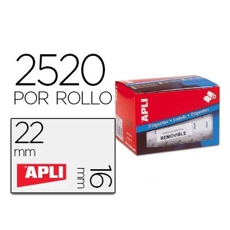 Apli 10087 - Rollo de etiquetas autoadhesivas, 16 x 22 mm, color blanco