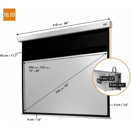 Celexon 1090814 16:10 Pantalla de proyección - Pantalla para proyector Manual, 2 m, 125 cm, 16:10 