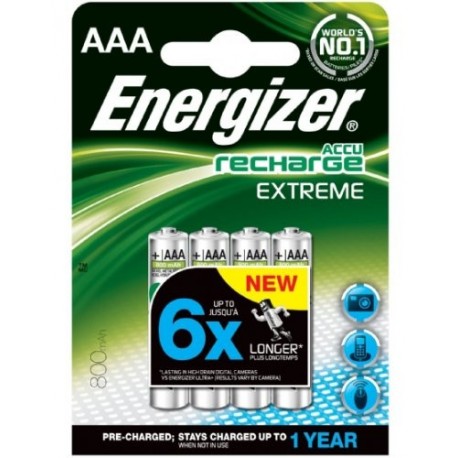  Energizer - Pilas recargables AAA de 800 mAh, 4 unidades