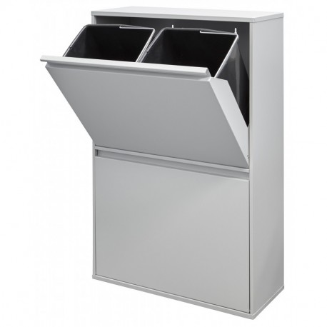 Arregui Basic Cubo de Reciclaje con 4 Cubetas, Metal, Gris, 24.5x90.5x58.5 cm