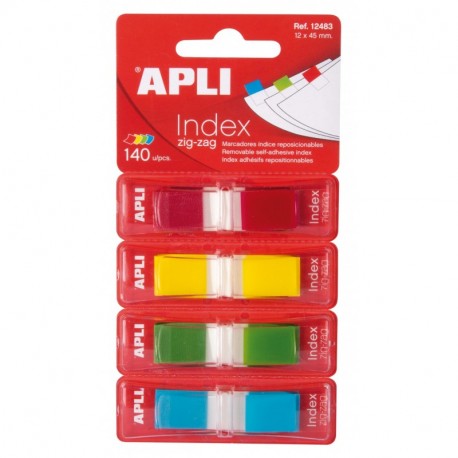 APLI 12483 - Índices adhesivos zig-zag 12 x 45 , film colores surtidos