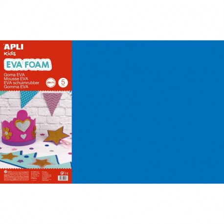 APLI Kids - Bolsa goma EVA azul, 400x600x2mm 5 hojas