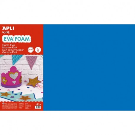 APLI Kids - Bolsa goma EVA azul, 400x600x2mm 5 hojas