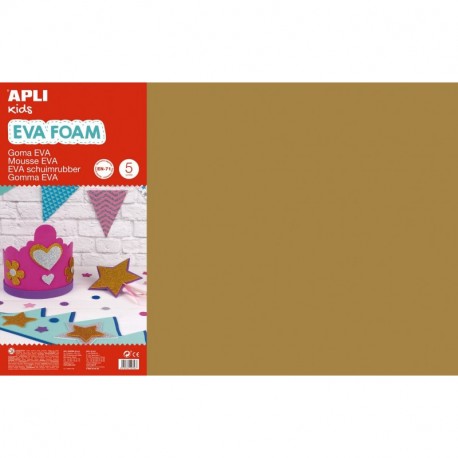 APLI Kids - Bolsa goma EVA marrón, 400x600x2mm 5 hojas