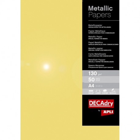 DECAdry - Papel metalizado paquete de 50 hojas , color dorado