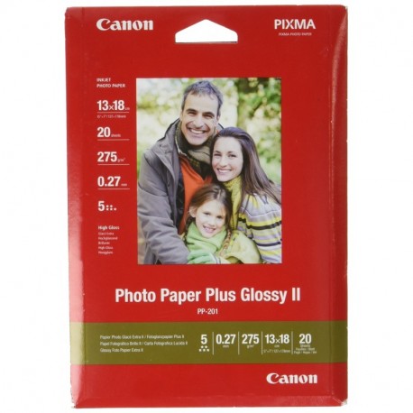 Canon PP-201 Glossy II Papel tintado, 13 x 18 cm, 20 hojas