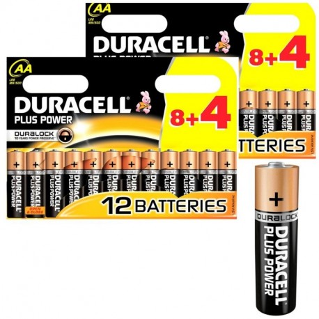 Pilas AA  Duracell PLUS MX1500 AA LR06 / LR6, Pilas alcalinas 1.5