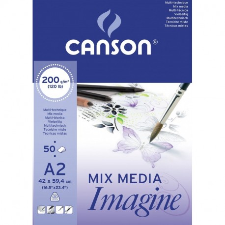 Canson Imagine - Bloc papel de dibujo, A2-42 x 59,4 cm, color blanco