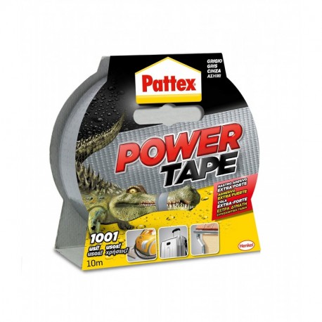 Pattex Power Tape, cinta multiusos ultraresistente, corte fácil, gris, 10m