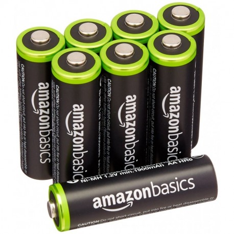AmazonBasics - Juego de 8 pilas recargables AA Ni-MH precargadas, 1000 ciclos, 2000 mAh/mínimo 1900 mAh - La cubierta exter