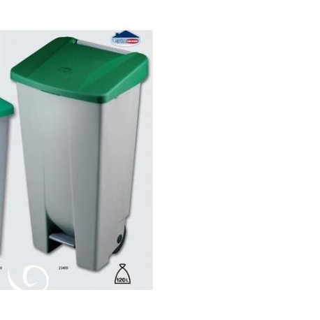 Denox 23400 - Contenedor basura selectivo con pedal y ruedas, color verde, talla 120 L