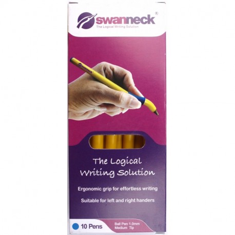 Swanneck - Bolígrafo para zurdos, tinta azul, color amarillo 10 unidades 