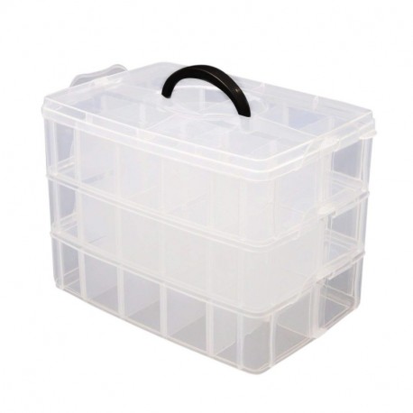 Caja Almacenamiento 3 Niveles Plástico Transparente por Kurtzy - Para Guardar y Organizar Hilos de Coser Cuentas Artículos de