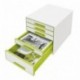 Leitz 52141064 - Cajonera 5 cajones, 4 grandes y 1 pequeño, 36,3 x 28,7 x 27 cm , color blanco y verde