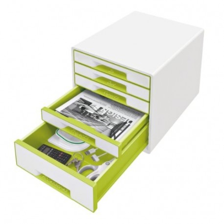 Leitz 52141064 - Cajonera 5 cajones, 4 grandes y 1 pequeño, 36,3 x 28,7 x 27 cm , color blanco y verde