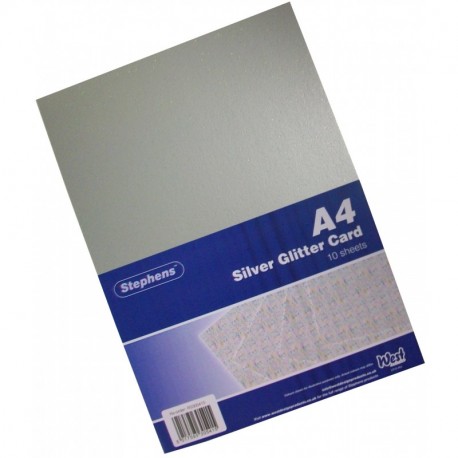 Stephens - Cartulinas con efecto brillo A4, 220 g/m² , color plateado