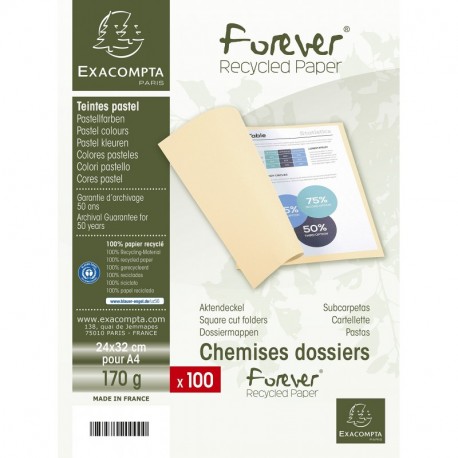 Exacompta 420009E - Lote de 100 Subcarpetas Forever® 180, Color Gris