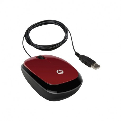 HP X1200 - Ratón con cable USB, 1200 dpi, cable , Rojo