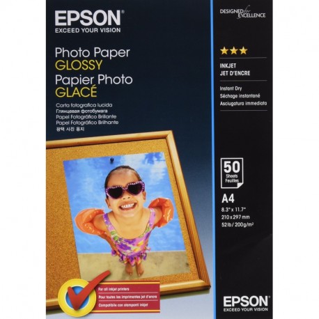 Epson Photo Paper Glossy A4 - Papel fotográfico brillante, 50 hojas