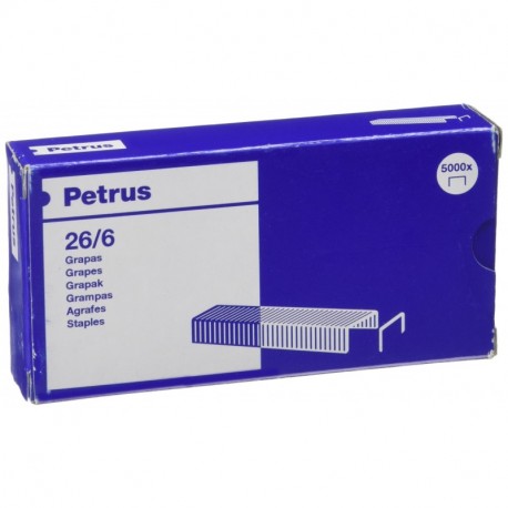 Petrus Grapas, 30 hojas, Largo 6 mm, 5000 grapas, Modelo 26/6, 55712