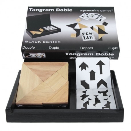 Aquamarine Games - Tangram doble en estuche de madera, juego de habilidad Compudid CP103735 