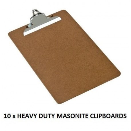 Masonite - Carpeta con Pinza Portapapeles Muy Resistente para A4 o Folio Paquete de 10 Unidades