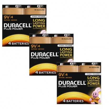 Duracell Plus Power 9v batería no-recargable Alcalino - Pilas Alcalino, Petaca, 9 V, 12 pieza s , 9V, Negro, Naranja 