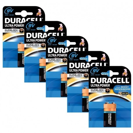 Duracell Ultra Power 9V, 5 Pack Alcalino 9V batería no-recargable - Pilas 5 Pack, Alcalino, Petaca, 9 V, 5 pieza s , 9V, 172