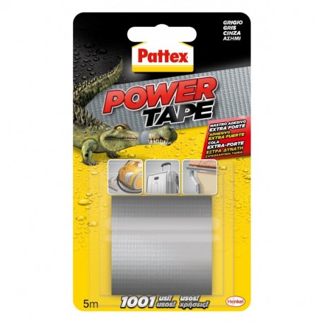 Pattex Power Tape, cinta multiusos ultraresistente, corte fácil, gris, 5m