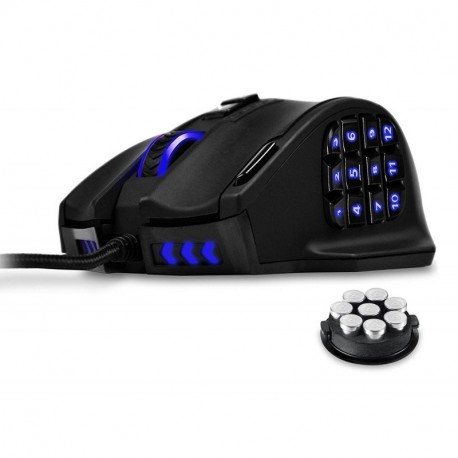 UtechSmart Venus - Ratón láser para juegos MMO, de alta precisión 18 botones programables, 16400 dpi , color negro