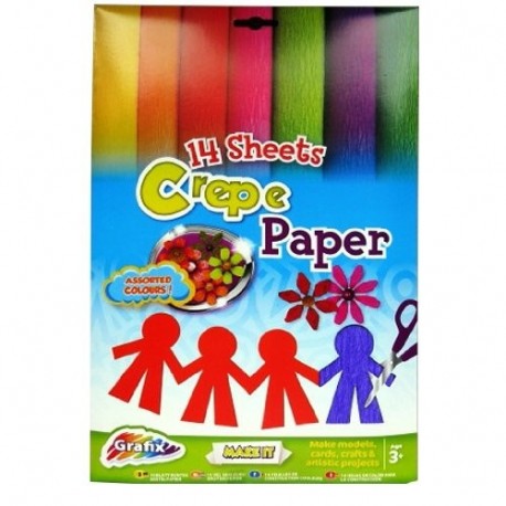 Papel Crepé A4 - 14 hojas - Colores Surtidos