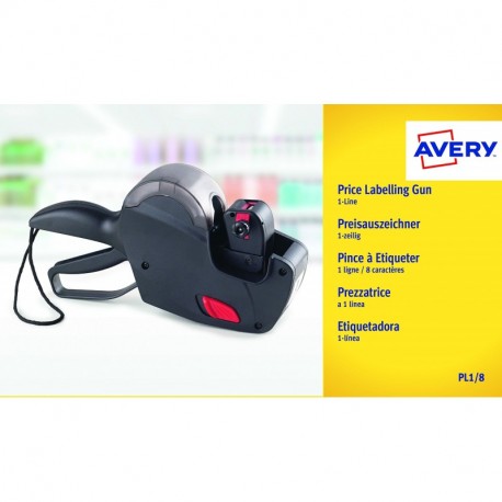 Avery PL1/8 - Etiquetadora 165 x 280 x 75 mm, 1 línea, 1 unidad , negro