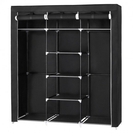 SONGMICS Armario Closet organizador Textil Plegable Color Negro 175 x 150 x 45 cm RYG12B