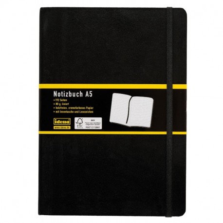 Idena - Cuaderno de notas con marcador A5, rayado , color negro