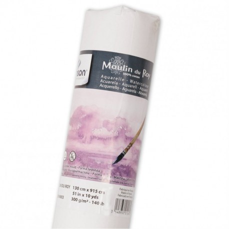 Canson Moulin du Roy - Rollo papel de acuarela, 1.30 x 9.15m, color blanco natural