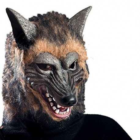 Carnival Toys - Máscara de goma Eva lobo con pelaje con encabezado, color marrón 1072 